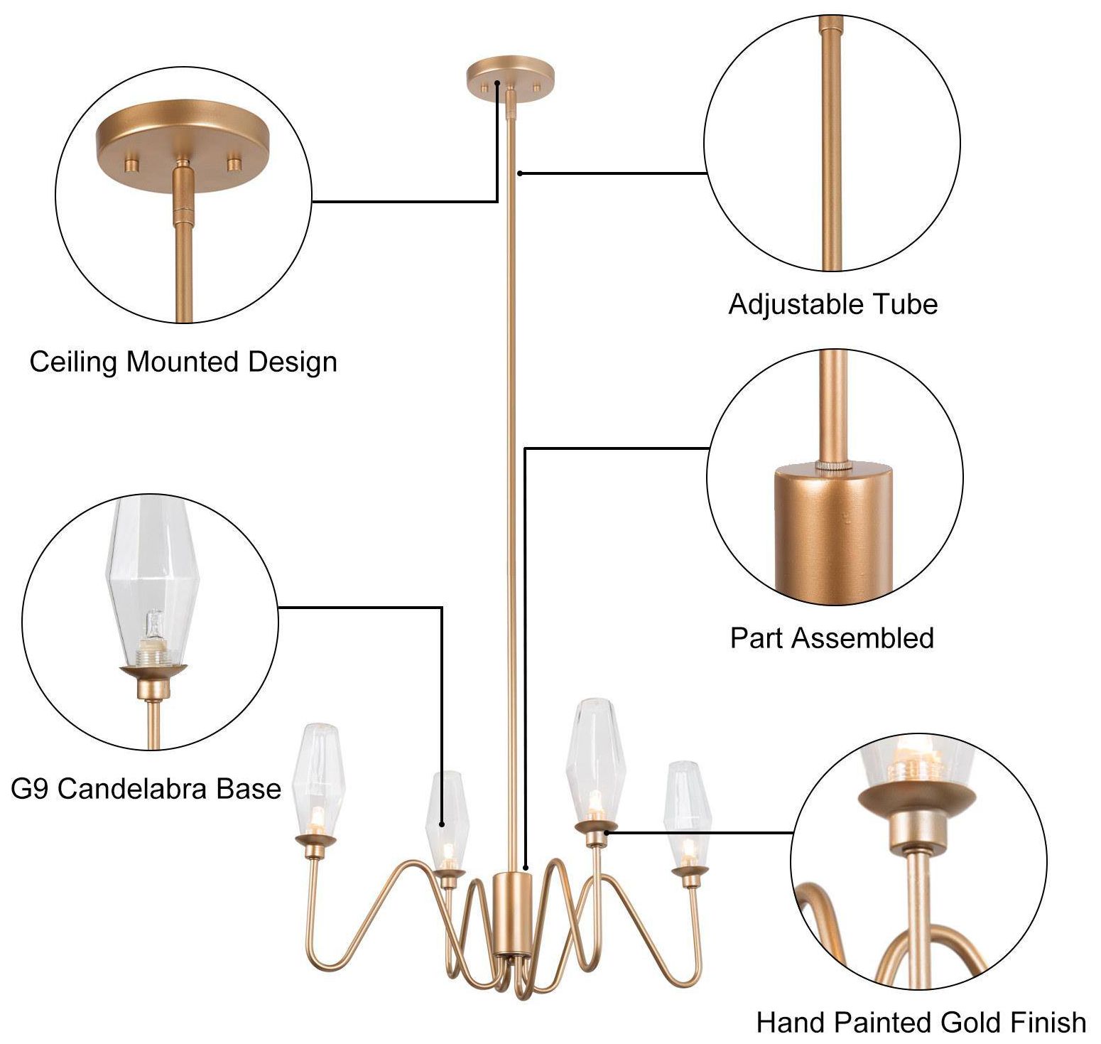 Image 5 4-Lights 23"W Flora Buds Art Deco Island Pendant Light Chandelier more views