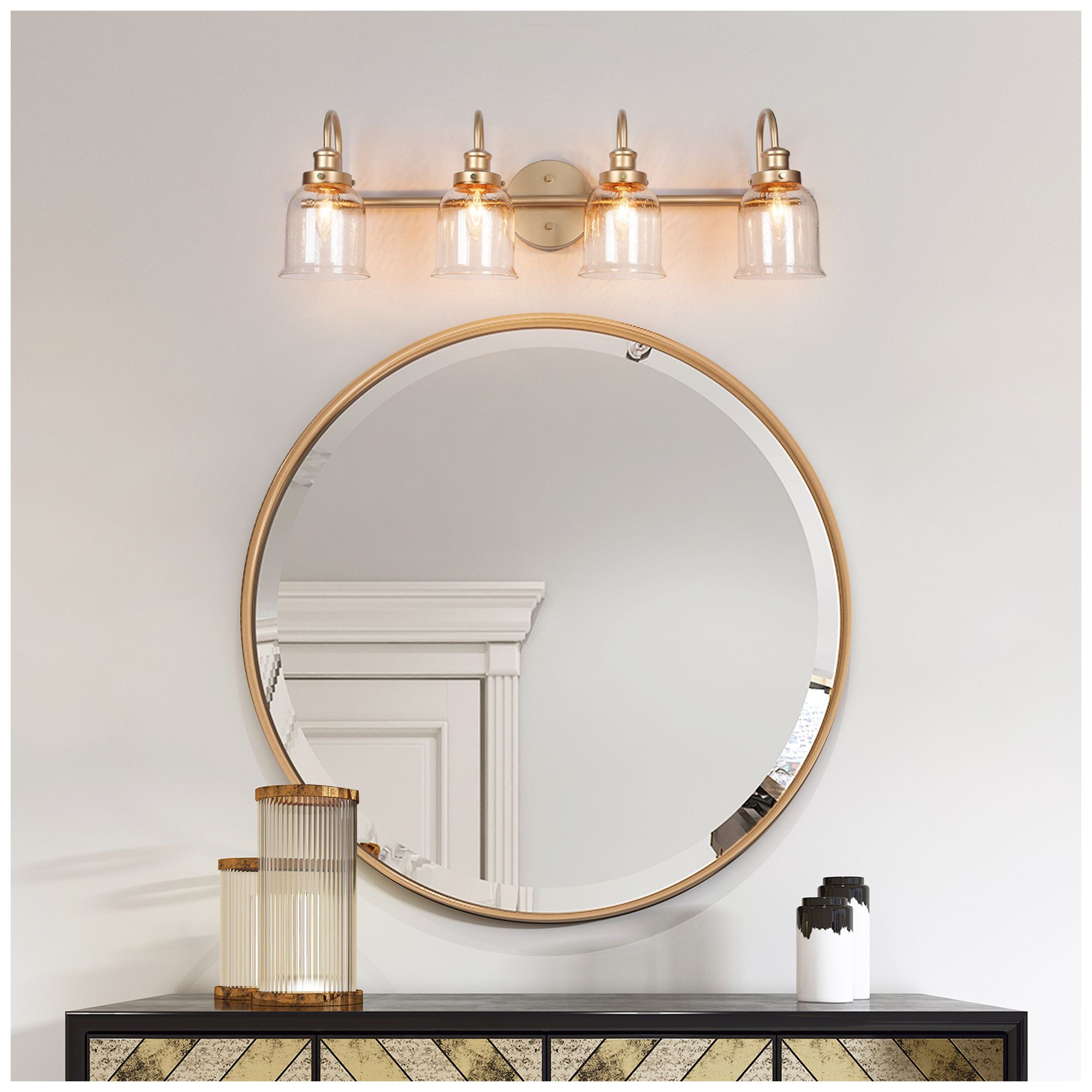 4-Lights 28.3"W Bell Dark Gold  Wall Lamp