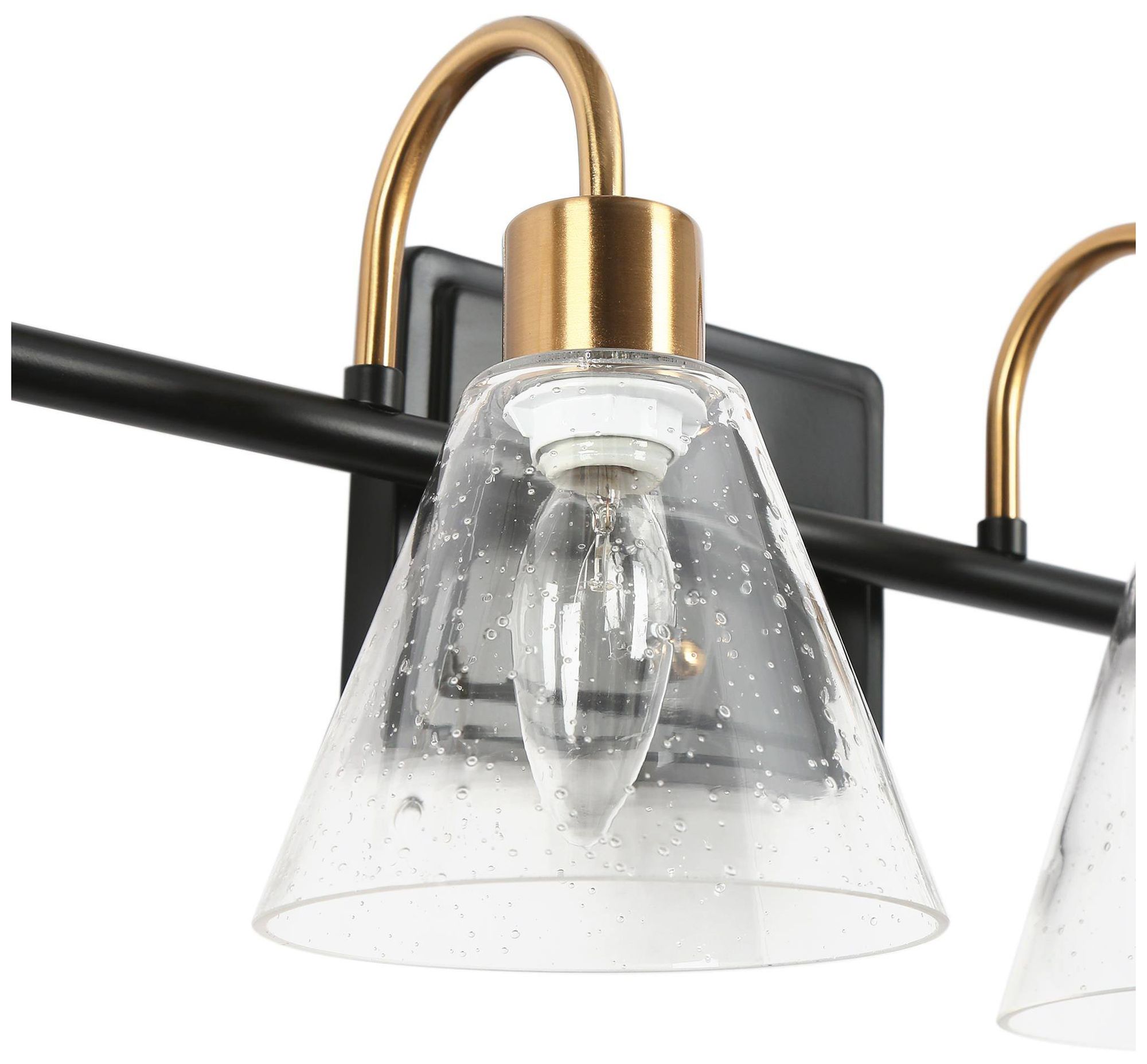 Image 2 4-Lights 28"W Tapered Black and Imitation Electroplated Copper Wall Lamp more views