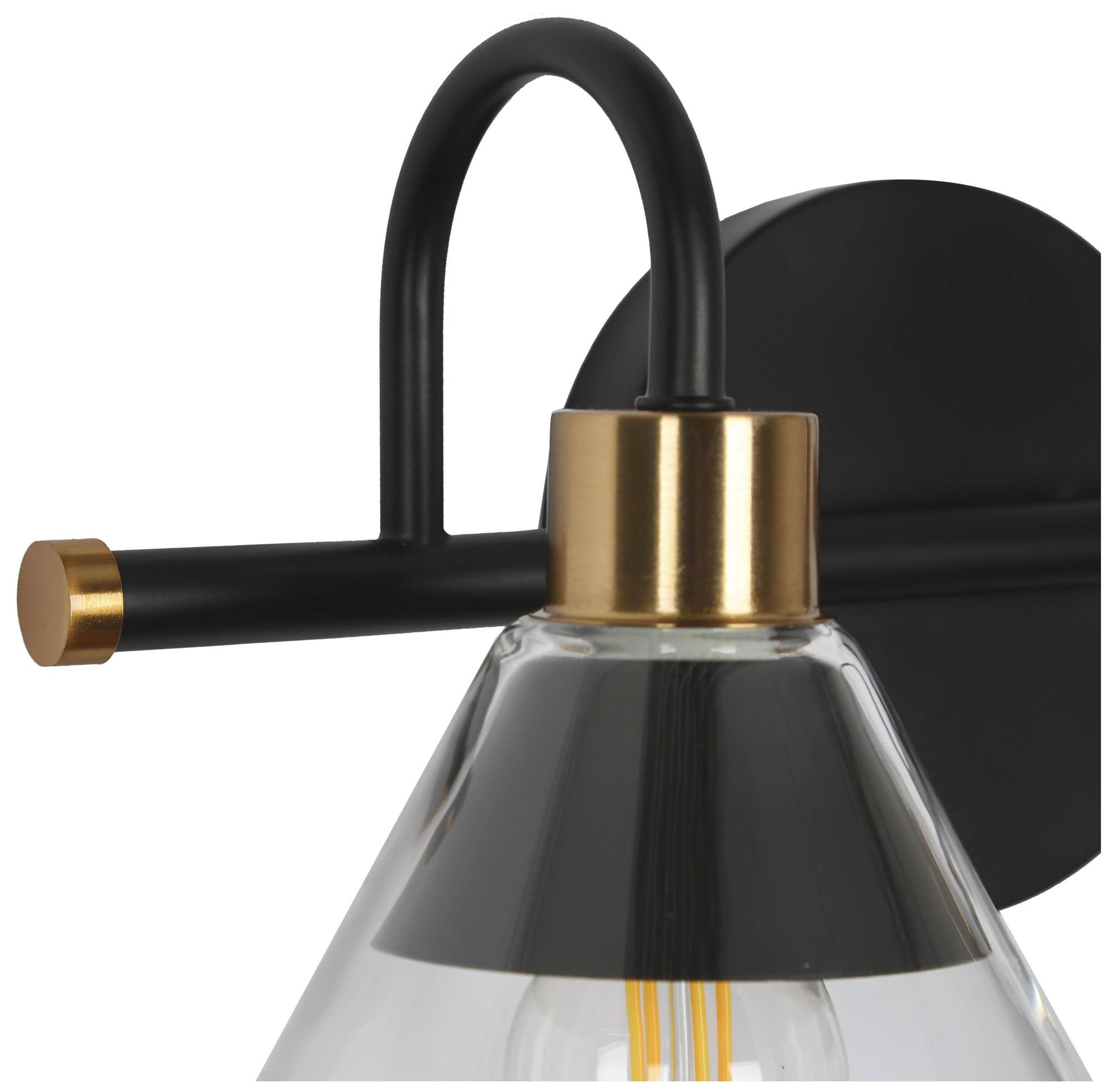 Image 2 4-Lights 28"W Tapered Black and Plated Copper Wall Lamp more views