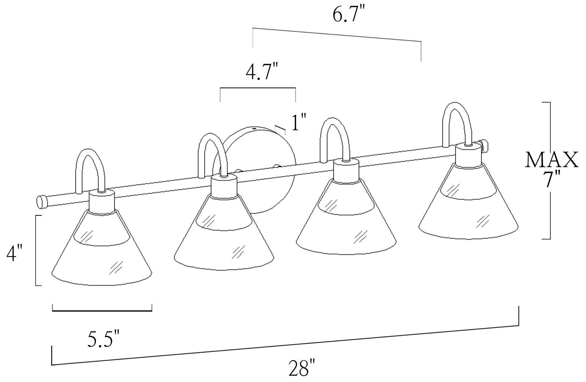 Image 5 4-Lights 28"W Tapered Black and Plated Copper Wall Lamp more views
