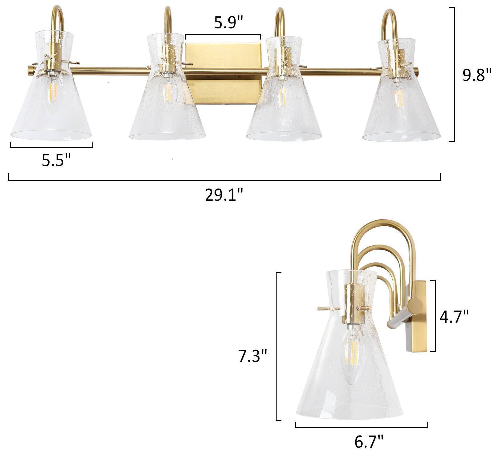 Image 5 4-Lights 29.1"W Tapered Plated Brass Wall Lamp more views