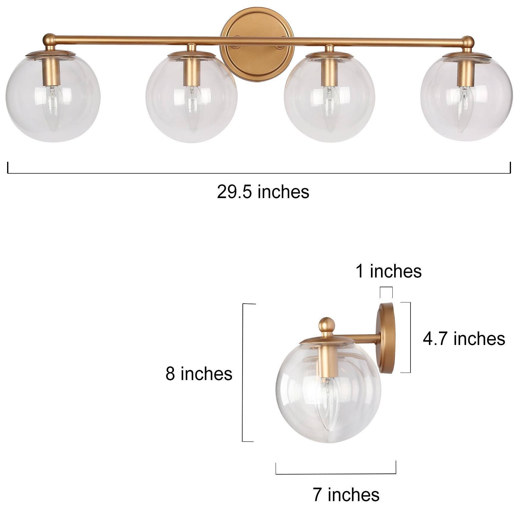 Image 5 4-Lights 29.5"W Globe Dark Gold  Wall Lamp more views