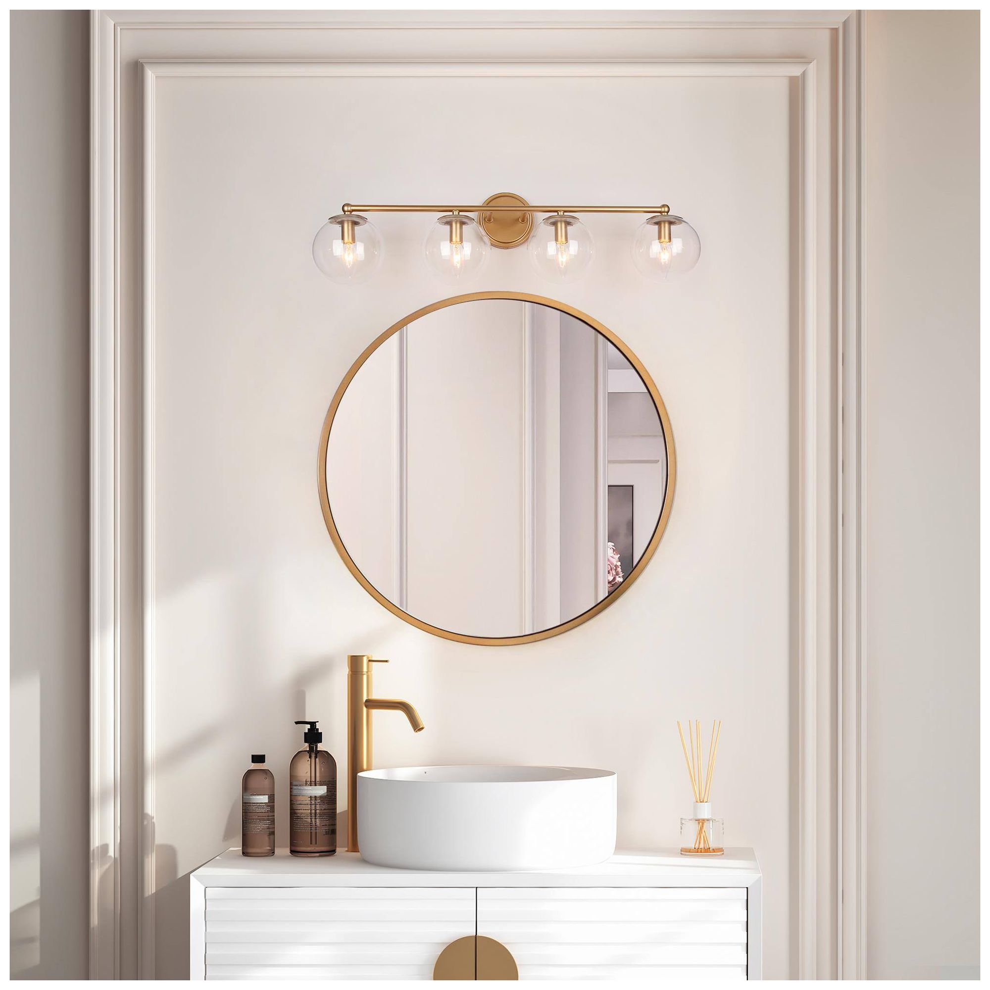 Image 7 4-Lights 29.5"W Globe Dark Gold  Wall Lamp more views