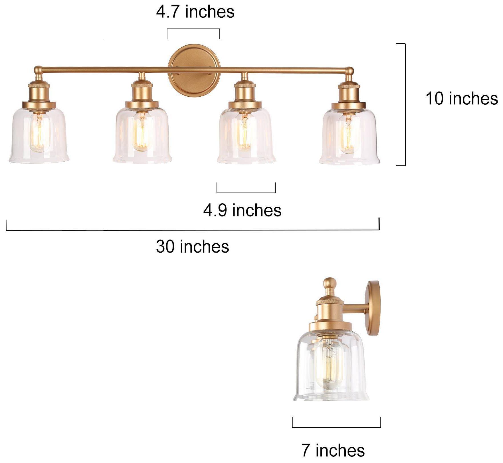 Image 5 4-Lights 29.9"W Bell Dark Gold  Wall Lamp more views
