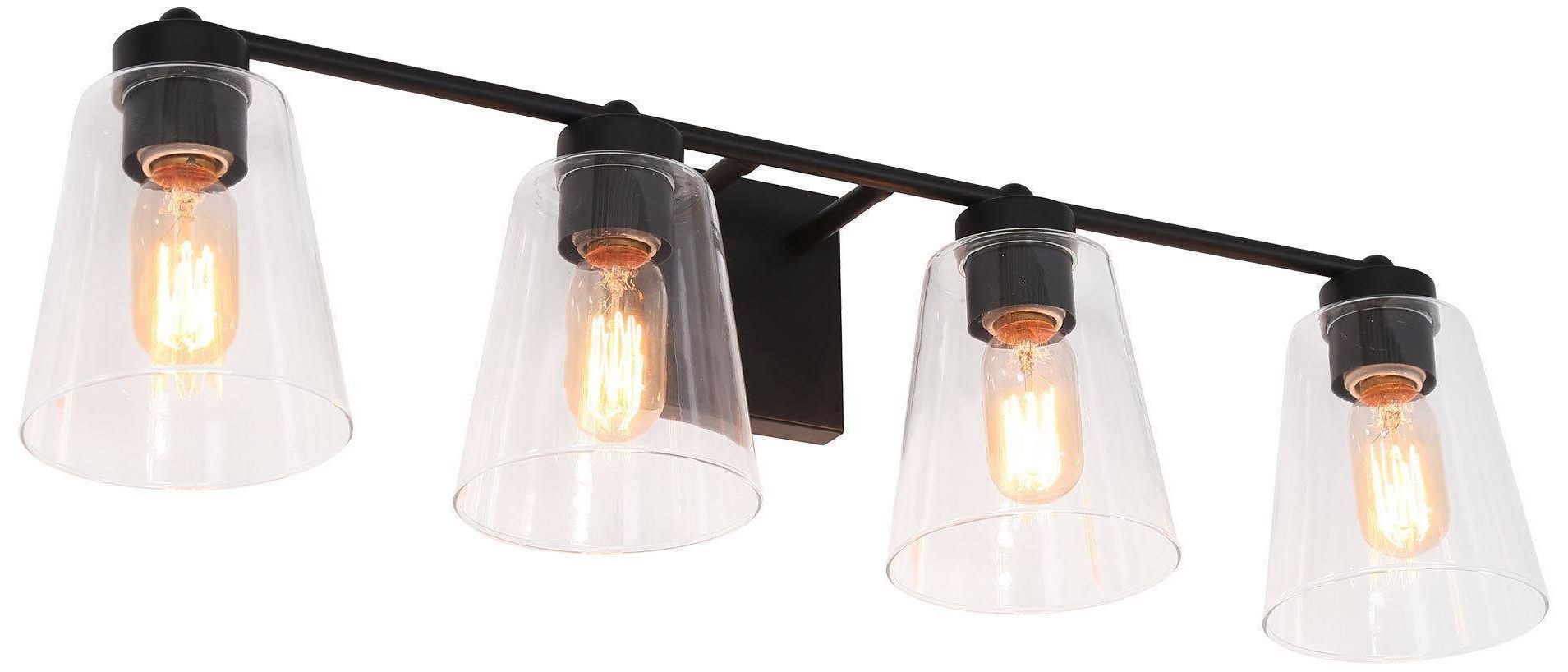 Image 2 4-Lights 29"W Tapered Matt Black Wall Lamp