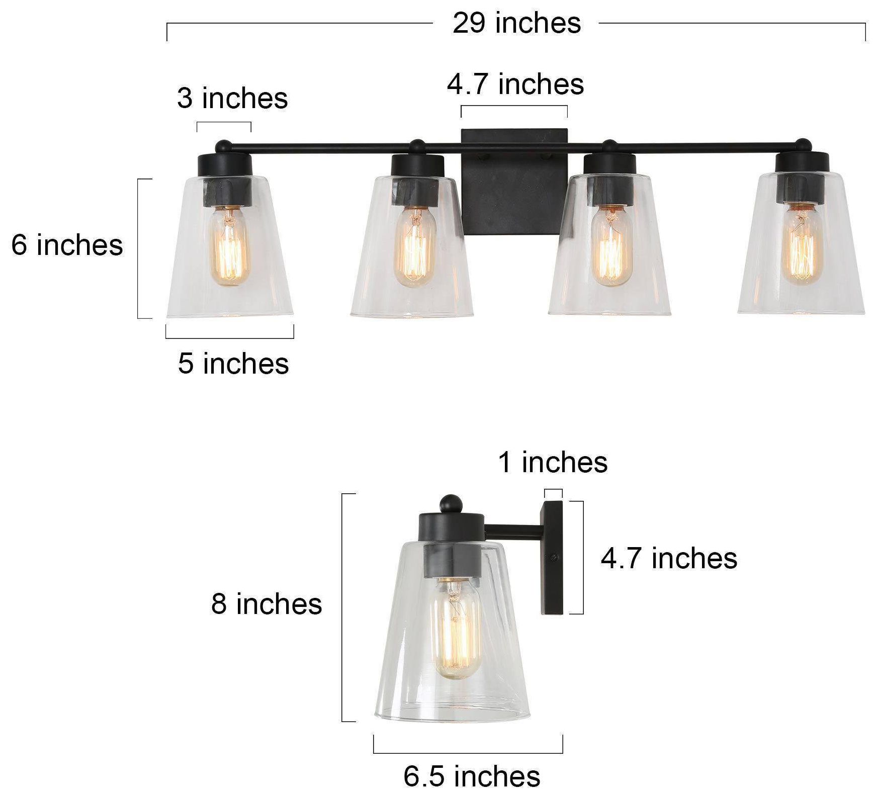 Image 7 4-Lights 29"W Tapered Matt Black Wall Lamp more views
