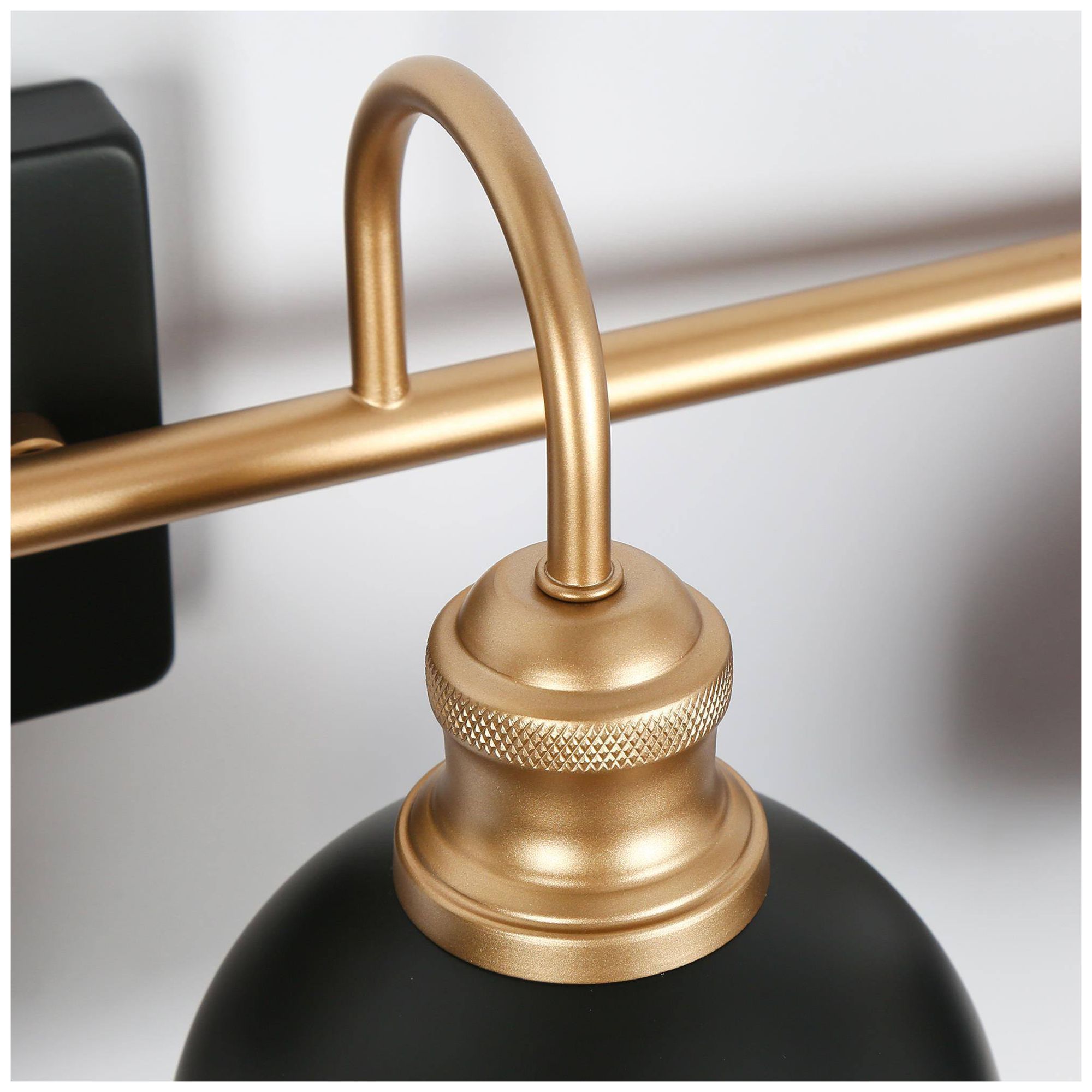 Image 2 4-Lights 31.1"W Dome Flat Black and Dark Gold  Wall Lamp more views