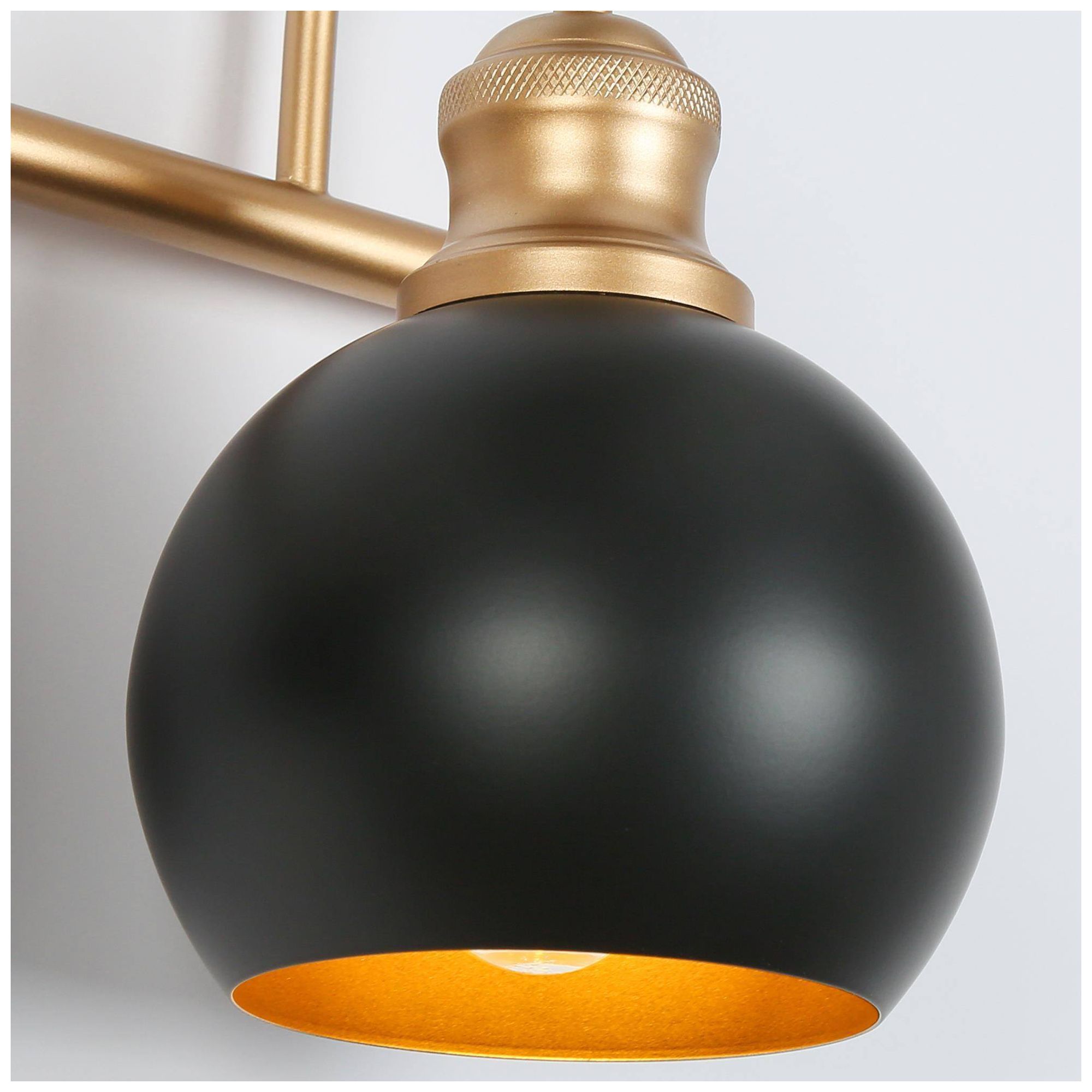 Image 3 4-Lights 31.1"W Dome Flat Black and Dark Gold  Wall Lamp more views
