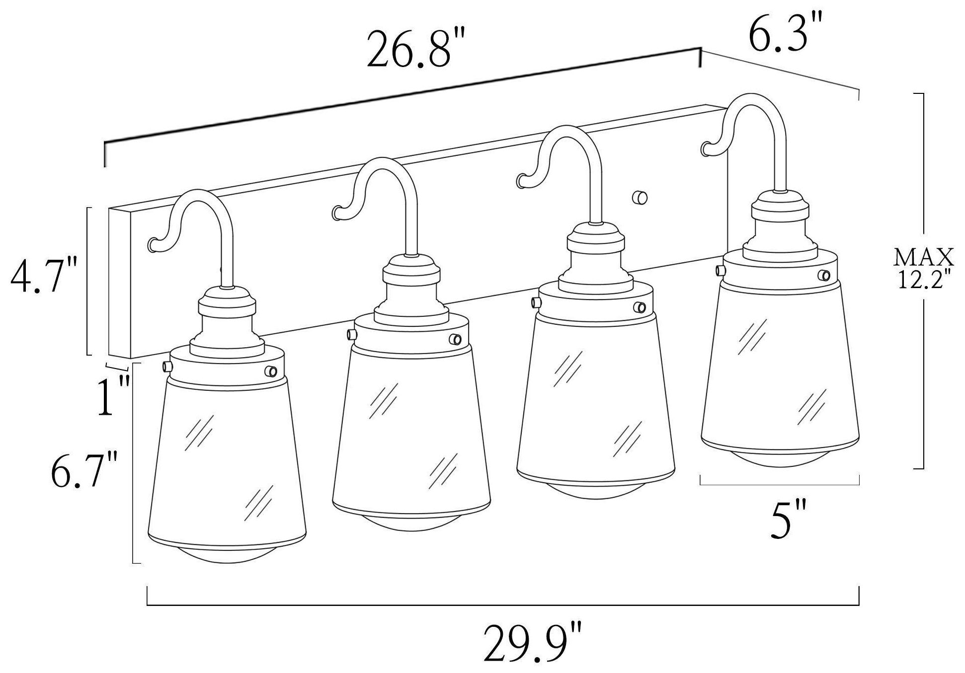 Image 5 4-Lights 31.5"W Black and Plated Copper Wall Lamp more views