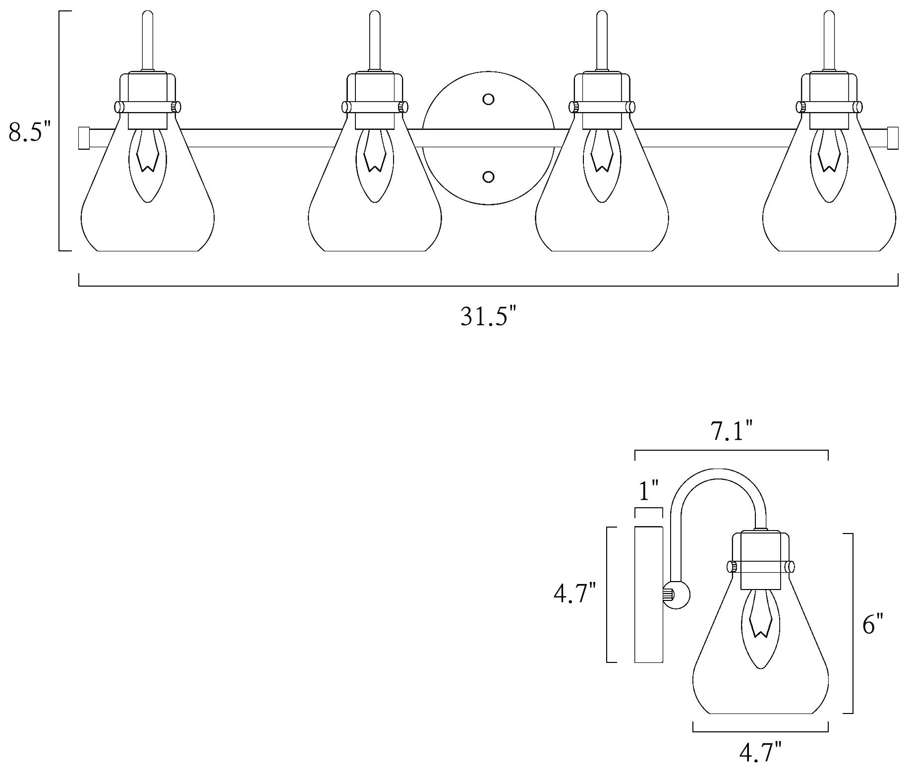 Image 5 4-Lights 31.5"W Teardrop Electroplated Natural Copper Wall Lamp more views
