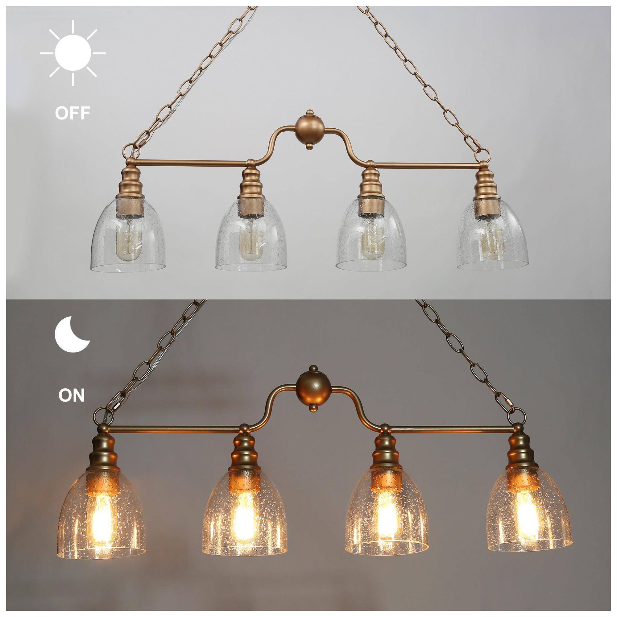 Image 2 4-Lights 32"W Linear Island Pendant Light Chandelier more views