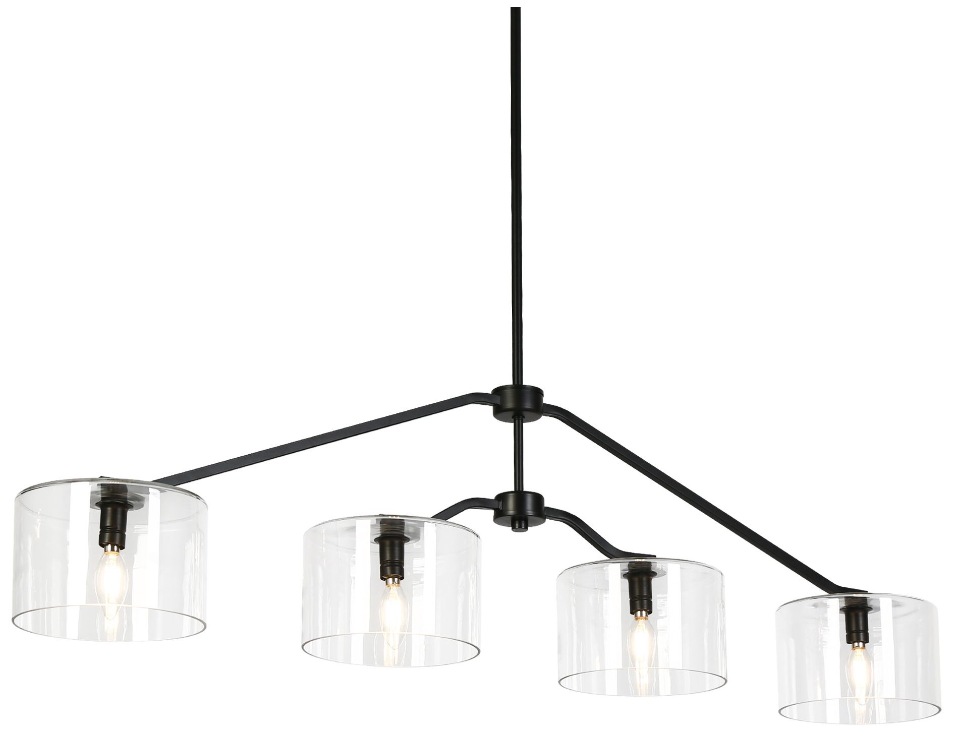 4-Lights 47.6"W Linear Matt Black Chandelier