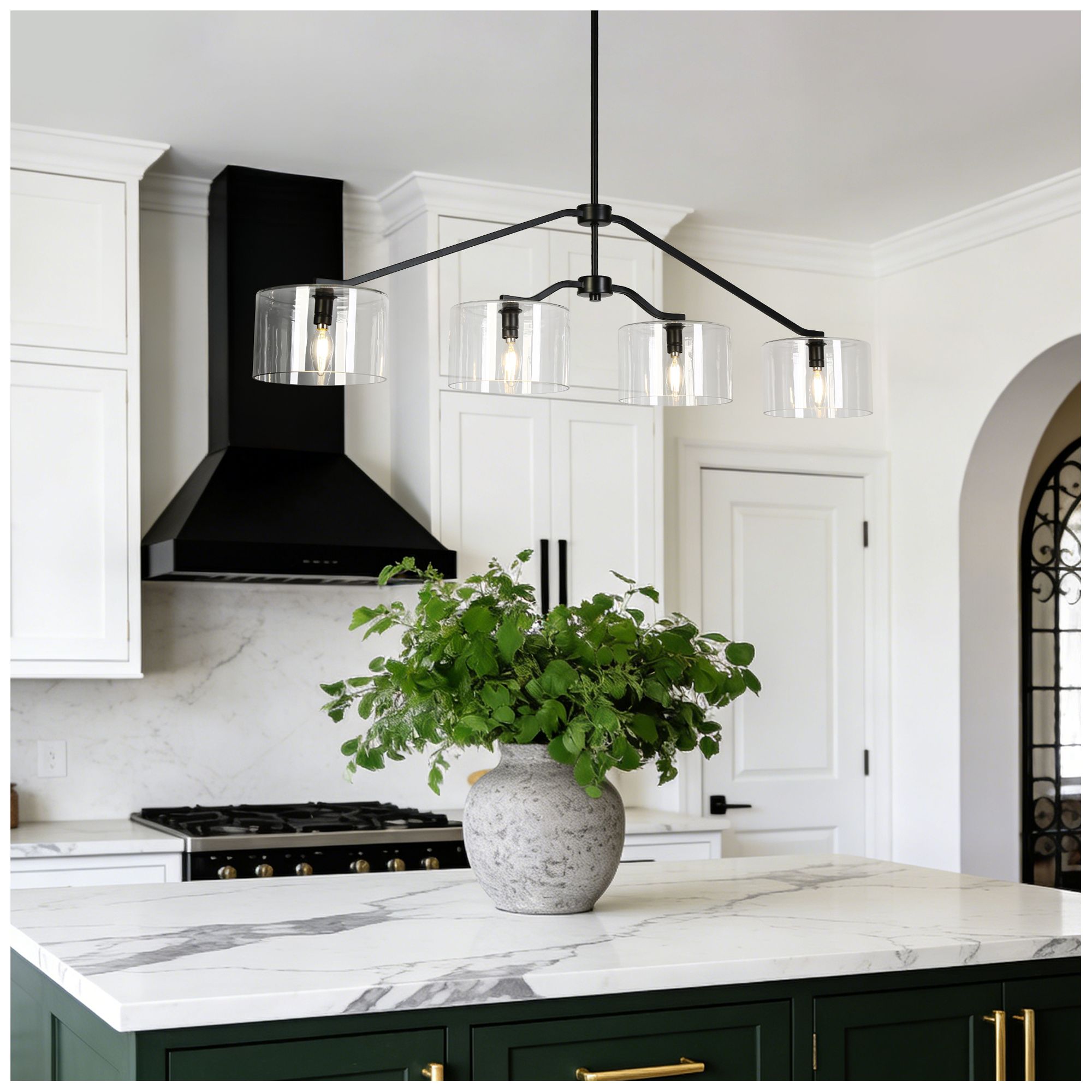 Image 2 4-Lights 47.6"W Linear Matt Black Chandelier more views