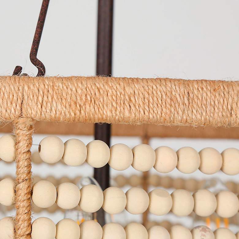 Image 6 4-Lights Rustic Wood Beaded Chandelier more views