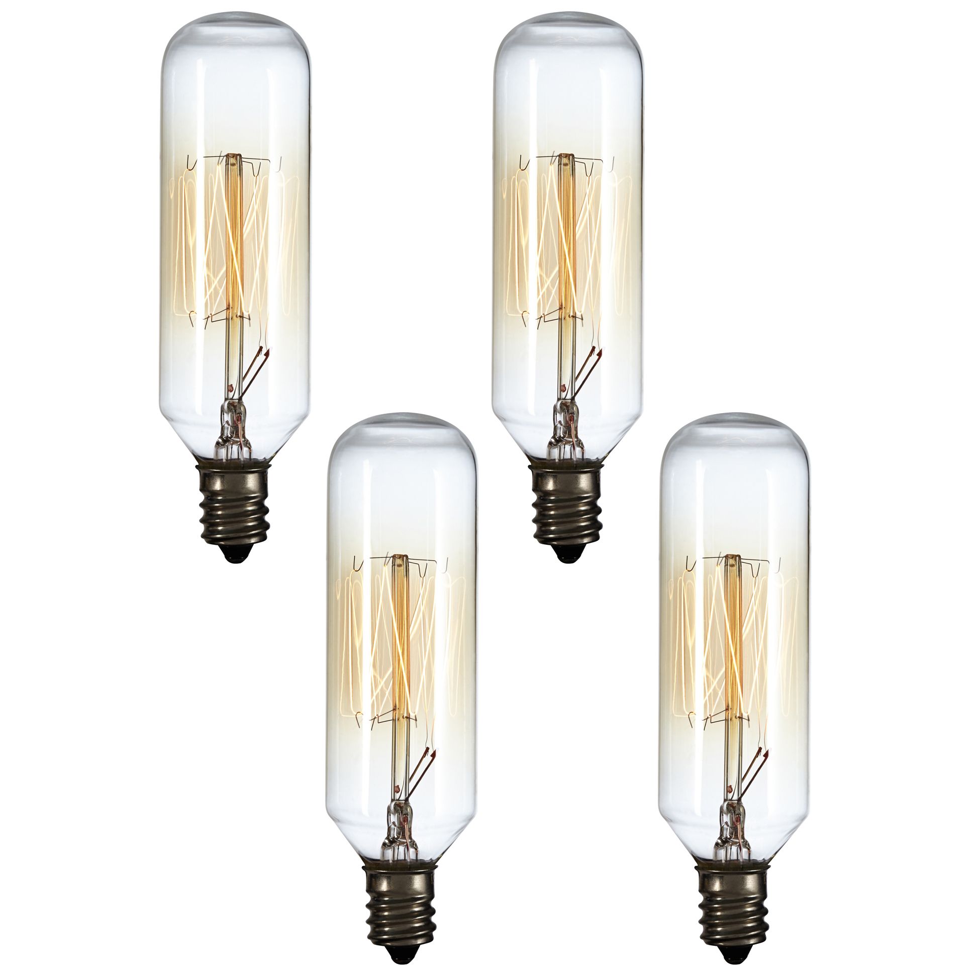 4-Pack 60 Watt T8 Edison Style Candelabra Tube Light Bulbs - #32F85 ...