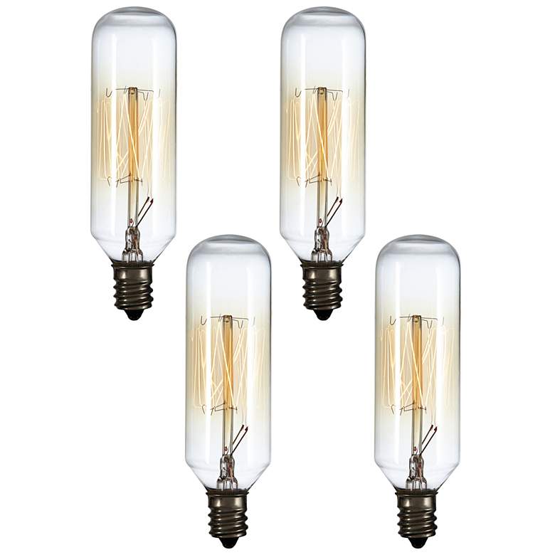 Image 1 4-Pack 60 Watt T8 Edison Style Candelabra Tube Light Bulbs