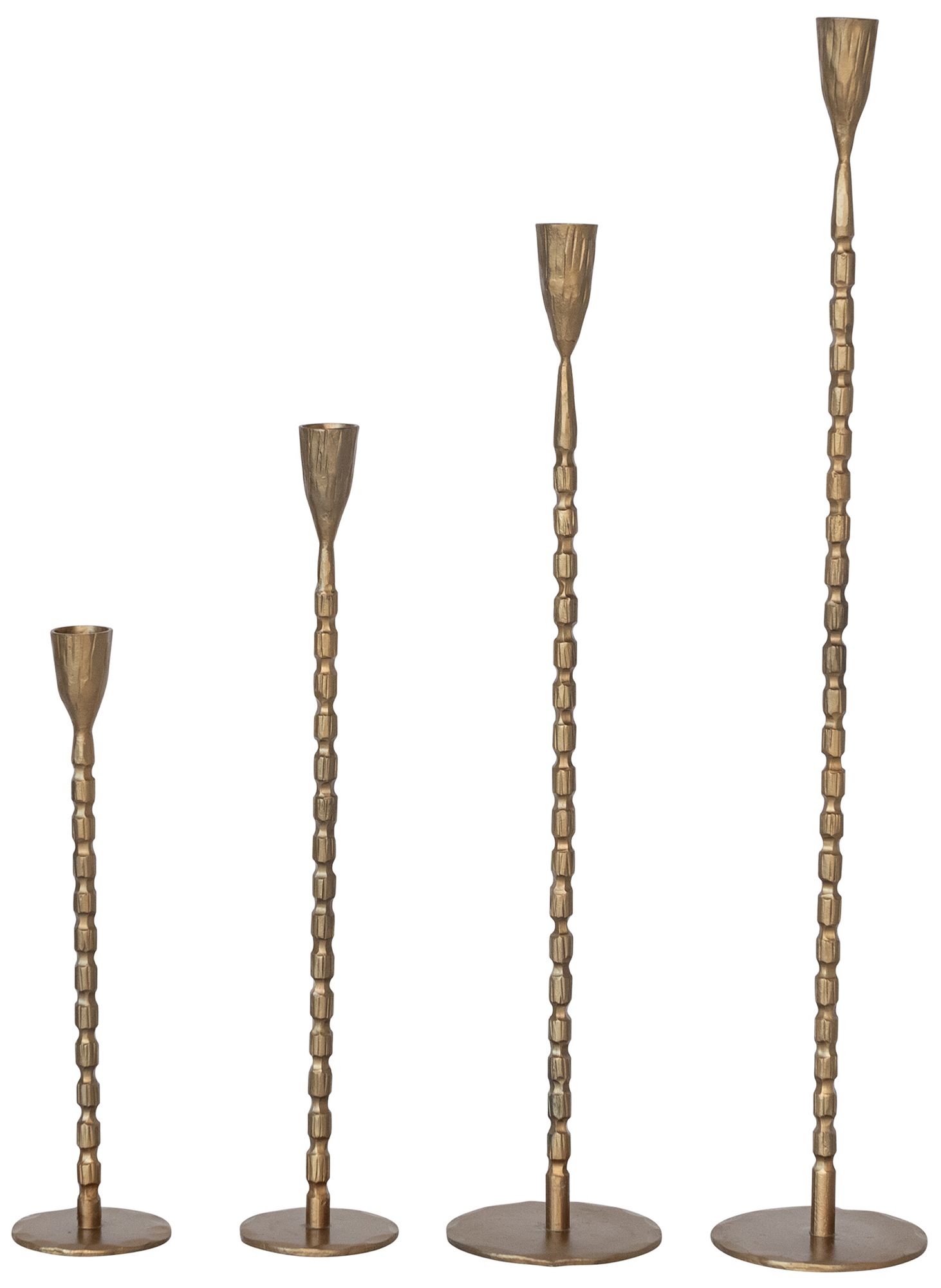 Image 3 4-Piece Hand-Forged Cast Metal Taper Holders, Gold Finish more views