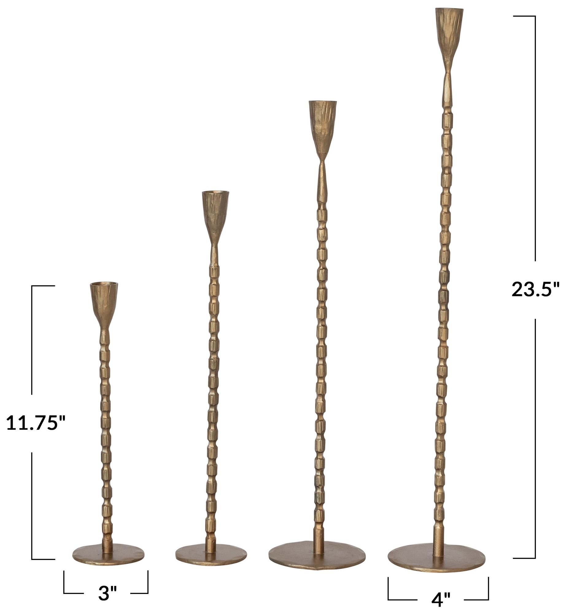 Image 4 4-Piece Hand-Forged Cast Metal Taper Holders, Gold Finish more views