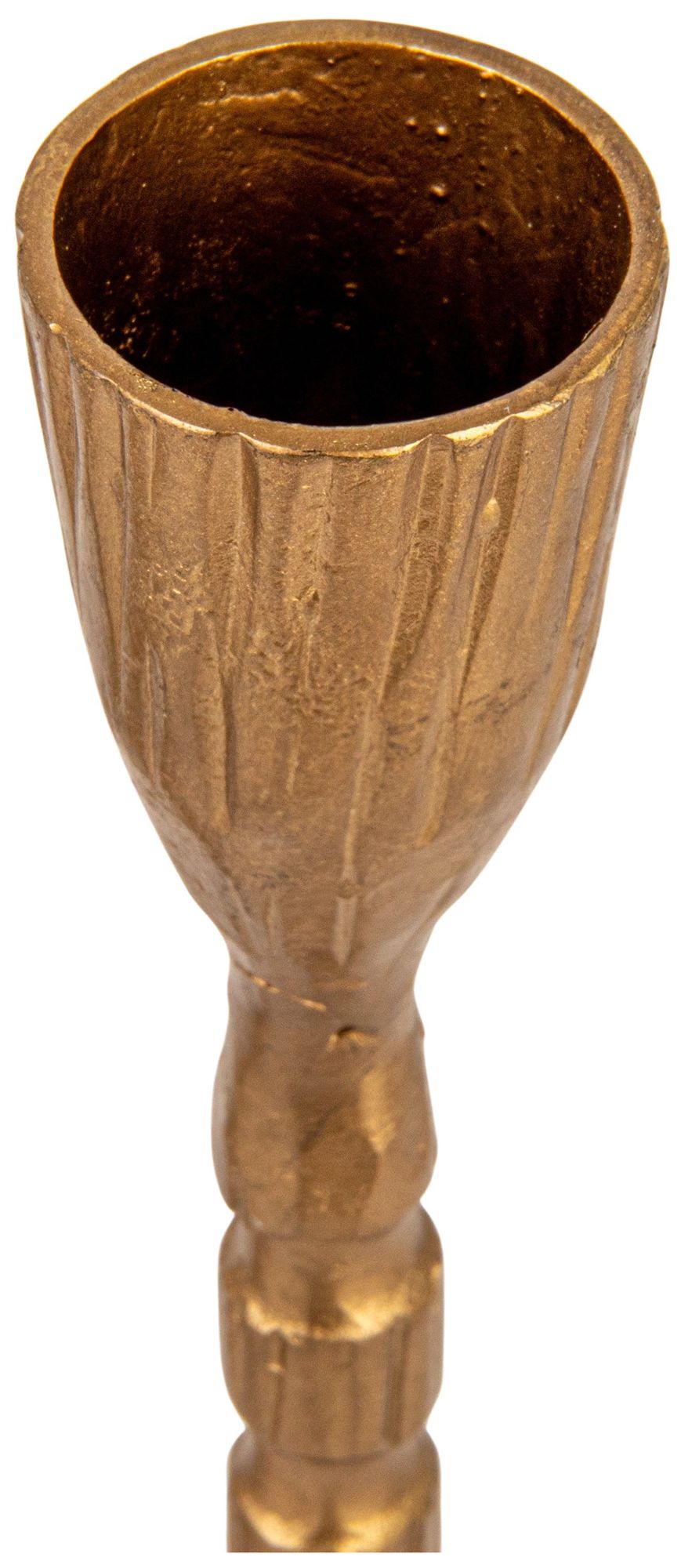 Image 5 4-Piece Hand-Forged Cast Metal Taper Holders, Gold Finish more views