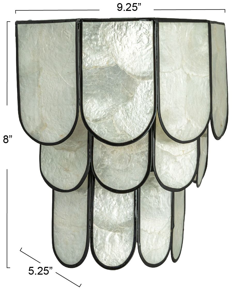 Image 4 4-Tier Capiz and Metal Wall Sconce, Natural with Black more views