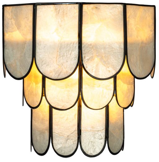 Image 6 4-Tier Capiz and Metal Wall Sconce, Natural with Black more views