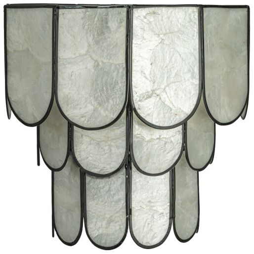 Image 7 4-Tier Capiz and Metal Wall Sconce, Natural with Black more views
