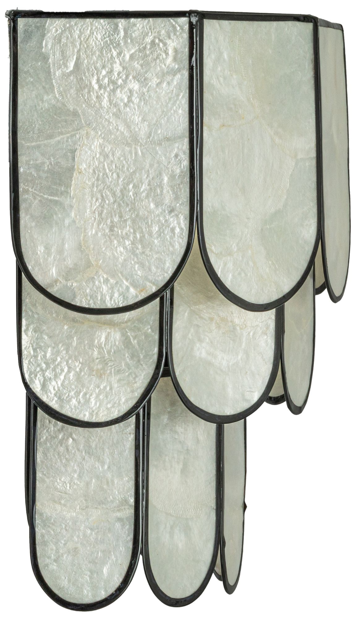 4-Tier Capiz and Metal Wall Sconce, Natural with Black