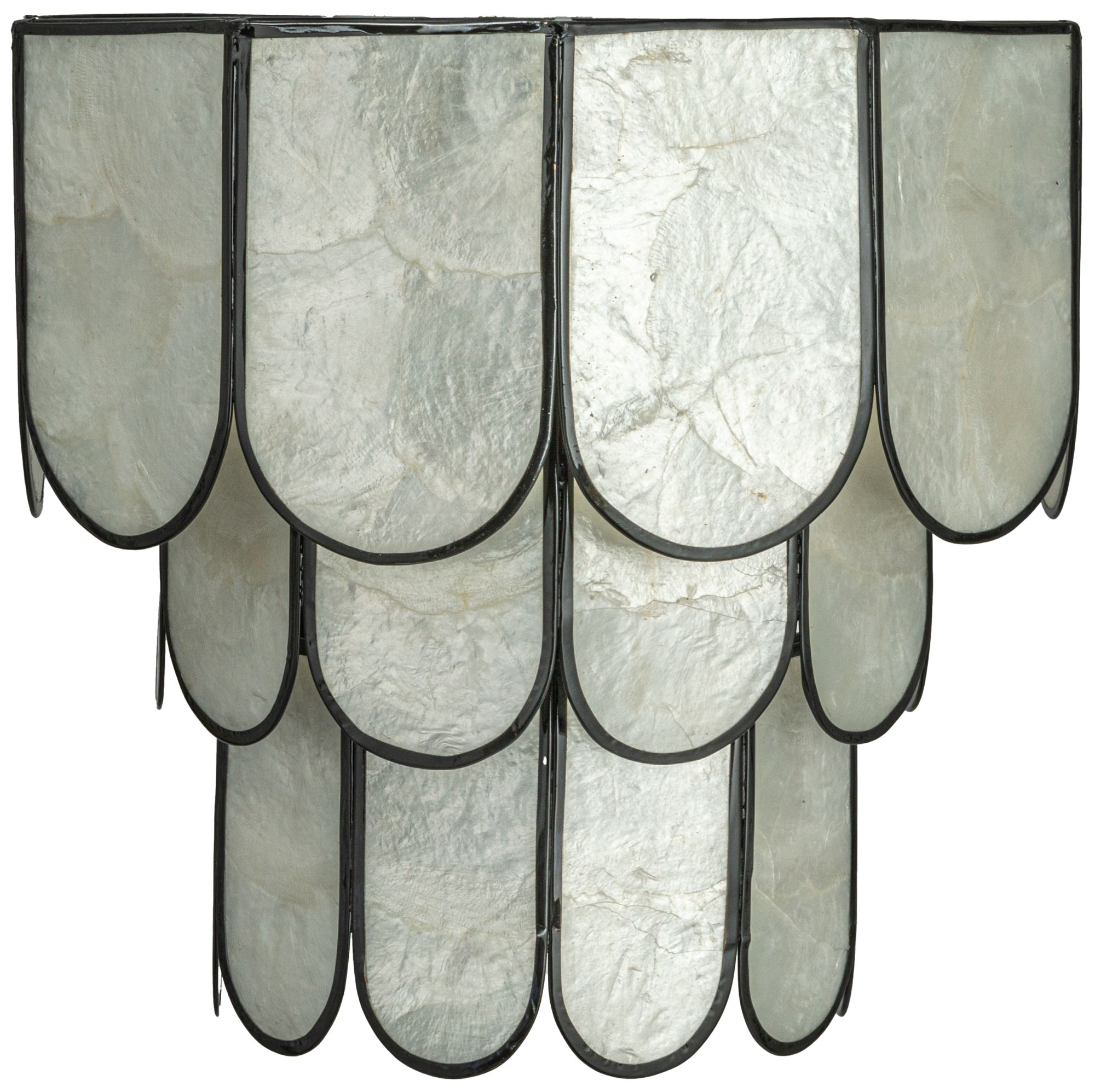 4-Tier Capiz and Metal Wall Sconce, Natural with Black