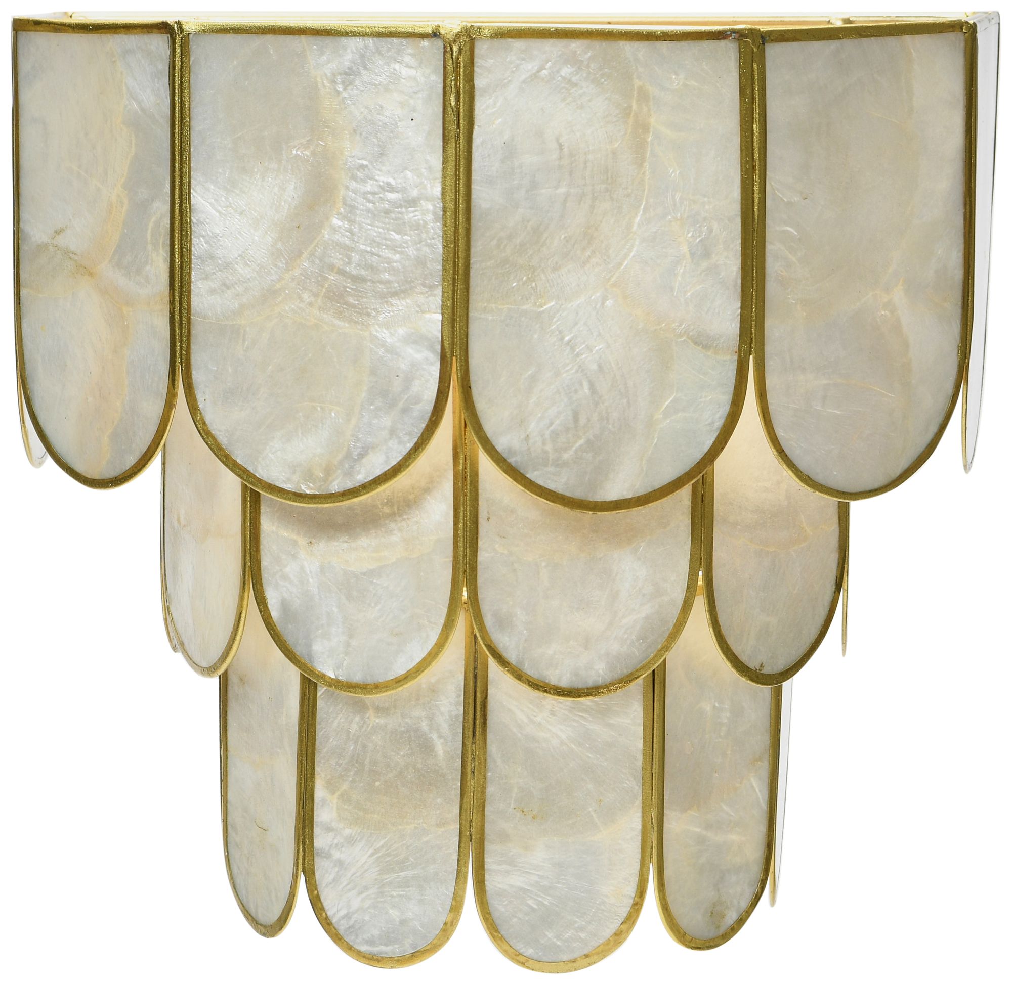 Image 2 4-Tier Capiz and Metal Wall Sconce, Natural with Gold