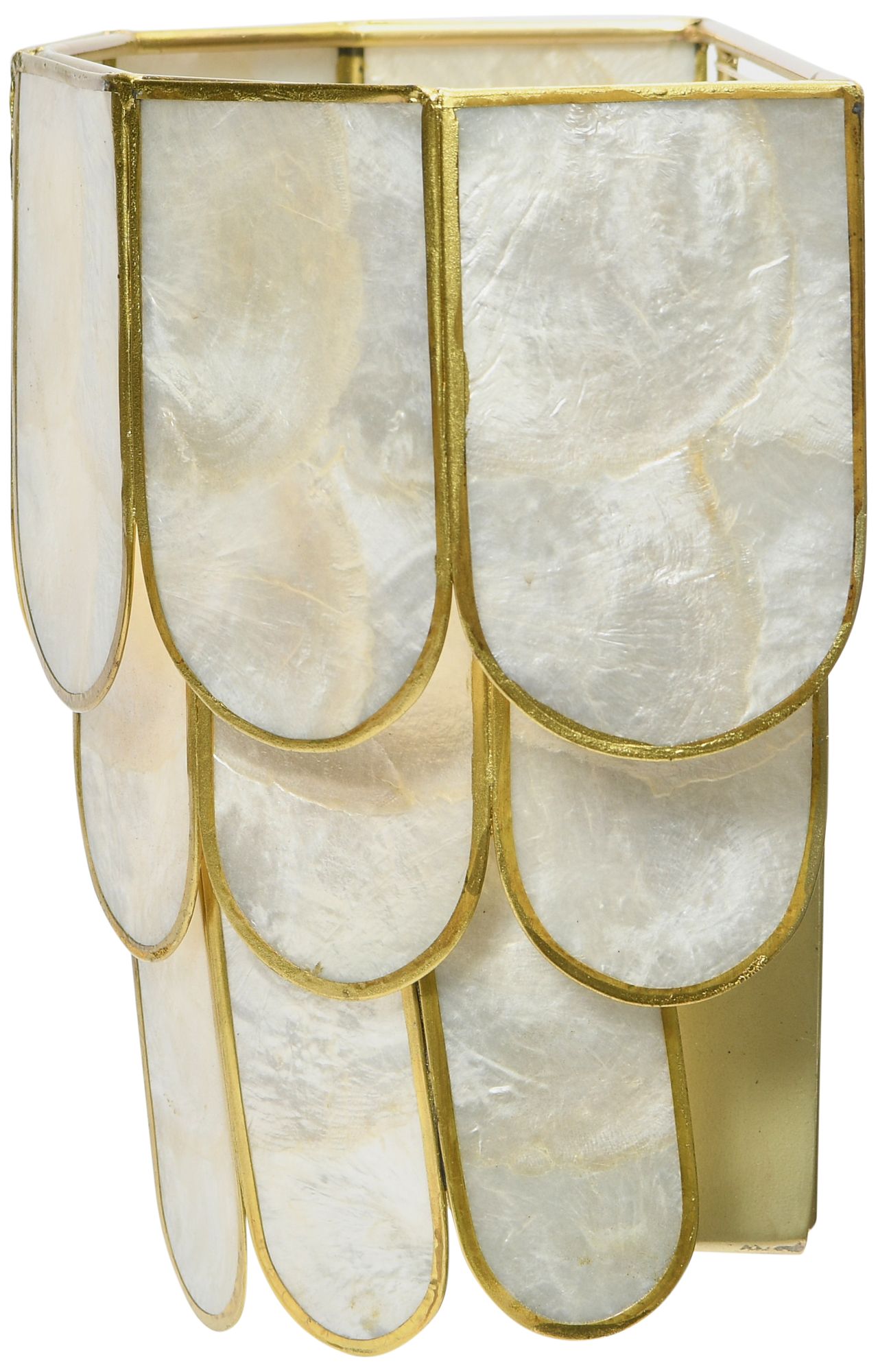 Image 4 4-Tier Capiz and Metal Wall Sconce, Natural with Gold more views