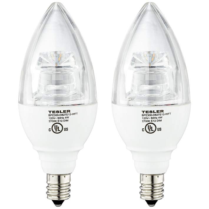 4 Watt Candelabra Base Dimmable LED Bulbs 2-Pack #21R75 | Lamps Plus