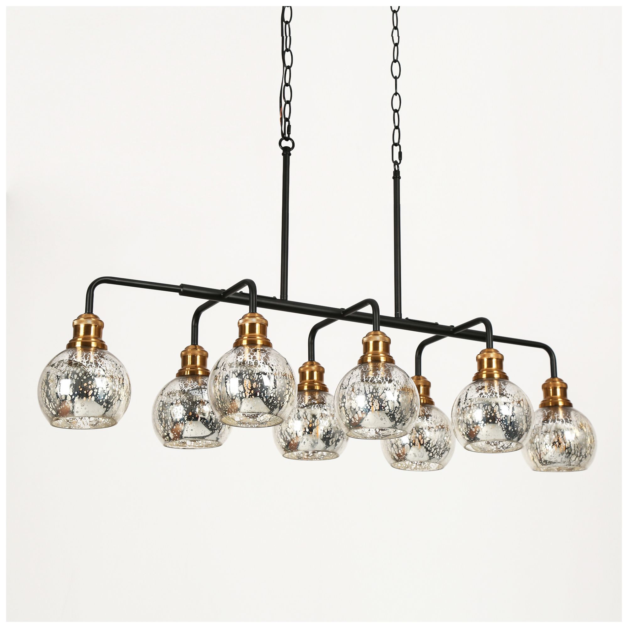 Image 3 40.5" Wide Matte Black and Polished Brass Gold Linear 8-Light Chandeli more views