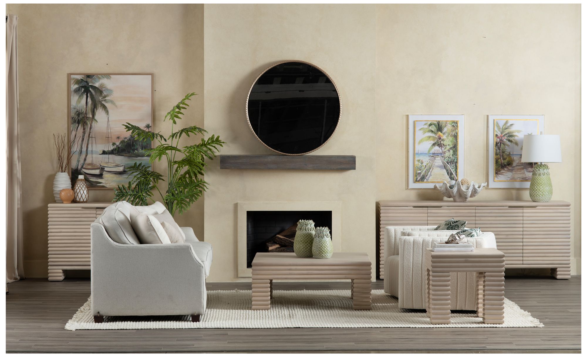 Image 5 40 in. Cream Solid Wood 2 Door Media Credenza_Accent Cabinet more views