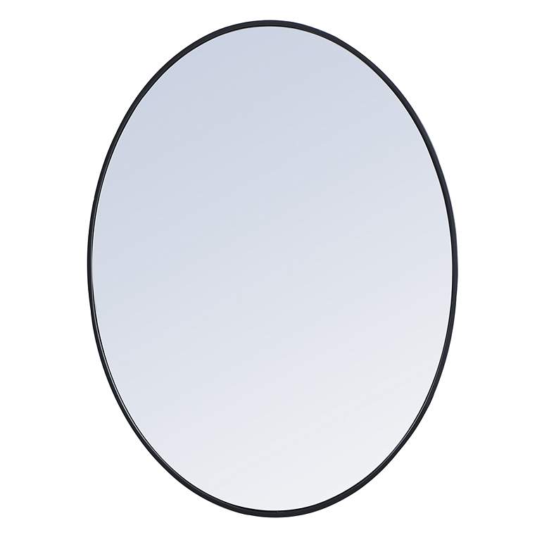 Image 4 40-in W x 30-in H Metal Frame Oval Wall Mirror in Black more views
