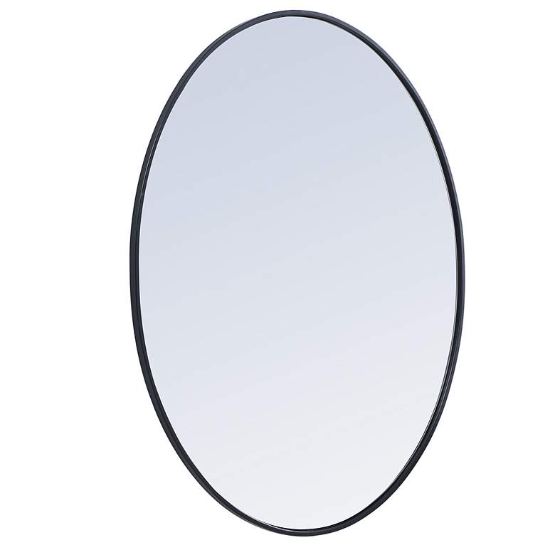 Image 5 40-in W x 30-in H Metal Frame Oval Wall Mirror in Black more views
