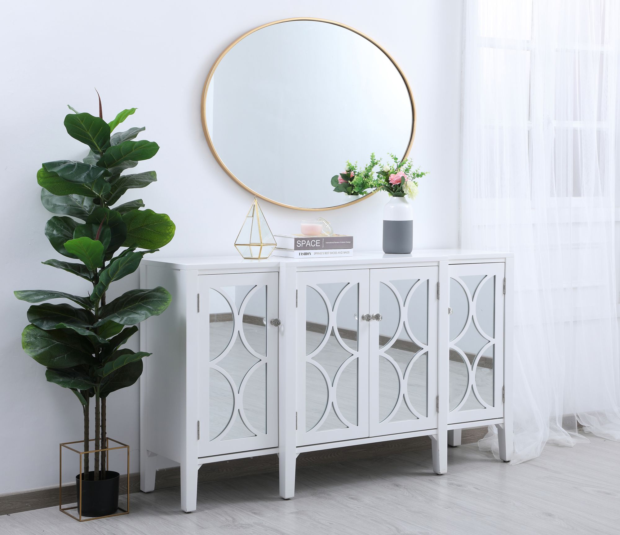 Image 6 40-in W x 30-in H Metal Frame Oval Wall Mirror in Brass more views