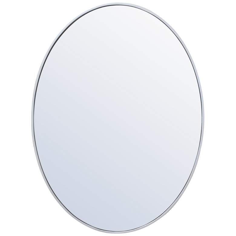 Image 1 40-in W x 30-in H Metal Frame Oval Wall Mirror in Silver