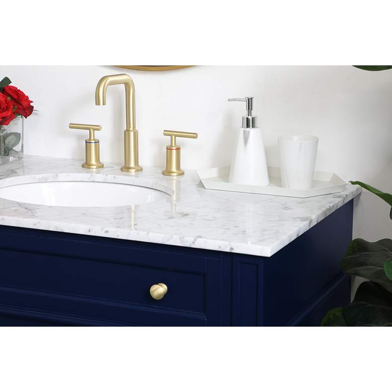 Image 4 40-Inch Blue Single Sink Bathroom Vanity with Carrara White Marble Top more views