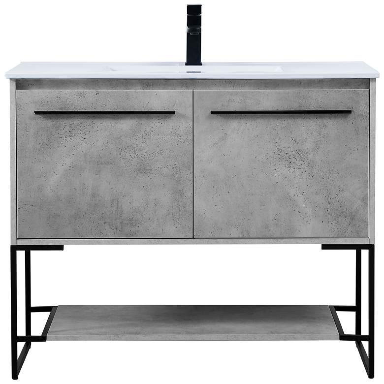 Image 1 40 Inch Single Bathroom Vanity In Concrete Grey