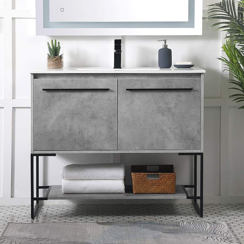 Image 1 40 Inch Single Bathroom Vanity In Concrete Grey