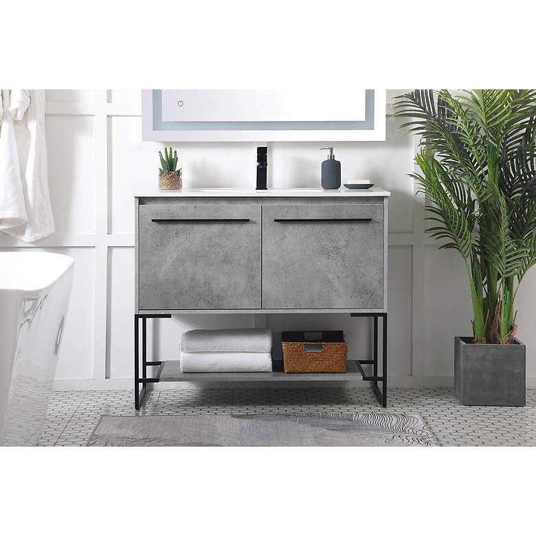 Image 3 40 Inch Single Bathroom Vanity In Concrete Grey more views