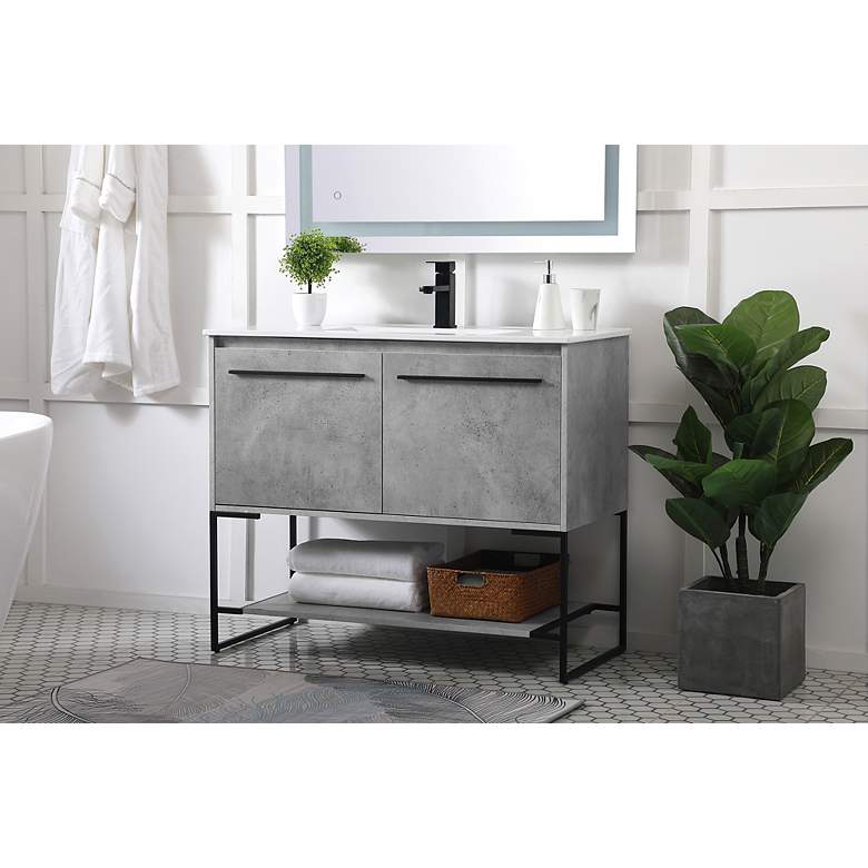 Image 4 40 Inch Single Bathroom Vanity In Concrete Grey more views