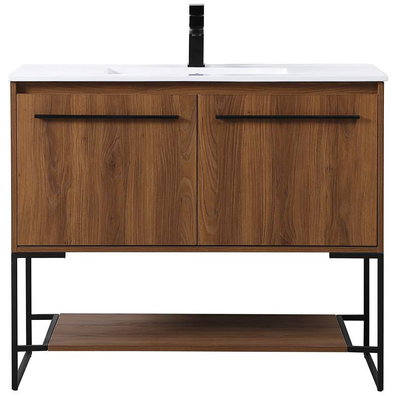 Image 1 40 Inch Single Bathroom Vanity In Walnut Brown