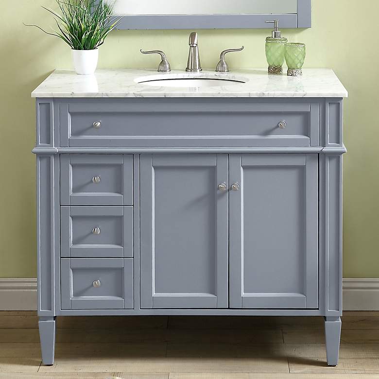 Image 1 40 Inch Single Bathroom Vanity Set In Grey