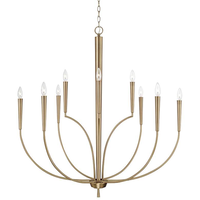 Image 2 40 inch W x 43 inch H 10-Light Large Chandelier in Aged Brass
