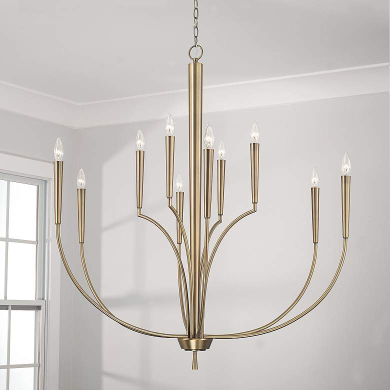 Image 1 40 inch W x 43 inch H 10-Light Large Chandelier in Aged Brass