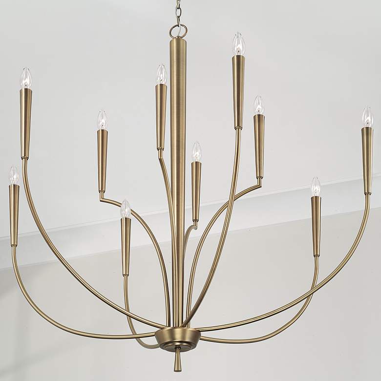 Image 4 40 inch W x 43 inch H 10-Light Large Chandelier in Aged Brass more views
