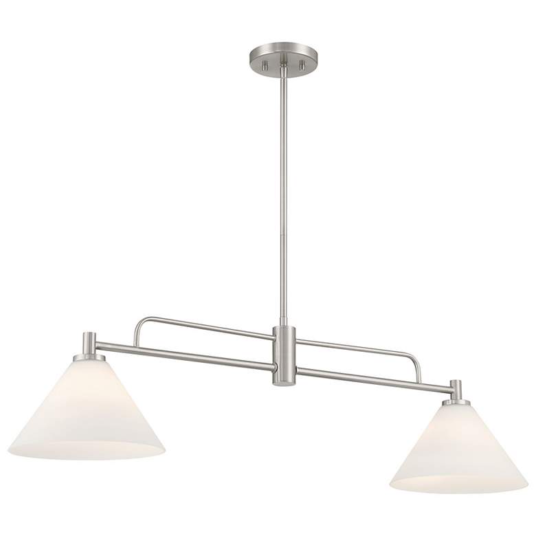 Image 1 40" Wide Brushed Nickel 2-Light Linear Chandelier