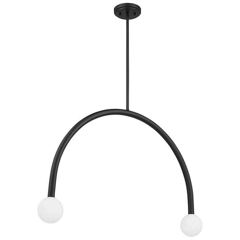 Image 2 40" Wide Brushed Nickel 2-Light Linear Chandelier more views